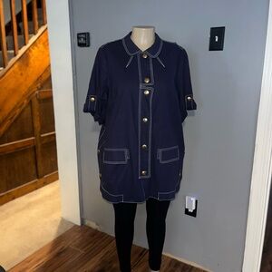 NWT Soft Surroundings Navy Women's Jacket with Gold Accents - 2X